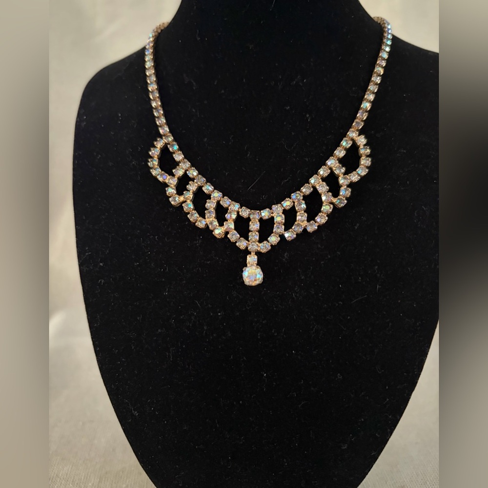 Crystal Statement Necklace - Sparkling Clear Rhinestone Bib